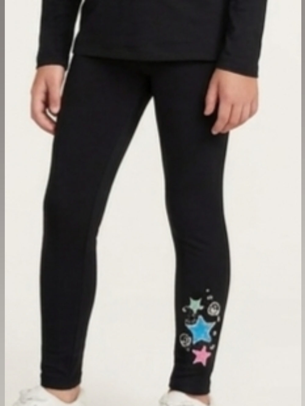 Kids Black Leggings with Star Detail